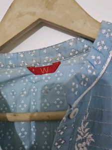 W Blue Printed Kurta