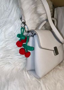 Cute Crochet Cherry Keychain
