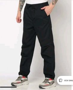 Men Black parachute pants high quality cotton M