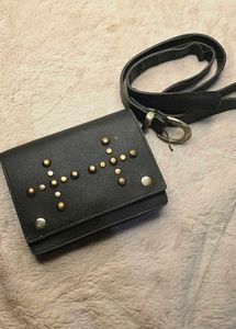Studded Black Wallet with waste belt