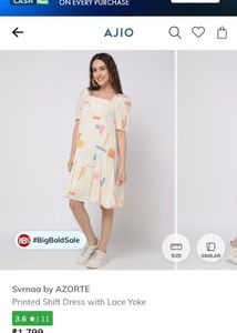 Abstract Print White Pocket Dress