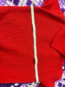 Winter Woman Red Sweater  Mini Dress