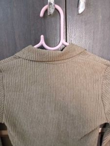 Ribbed Tie Front Top