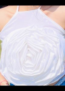 White Floral Statement Top