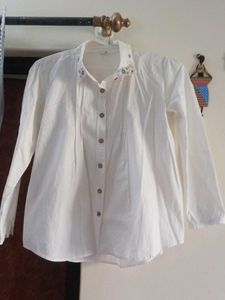 White Floral Accent Blouse