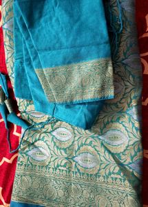Sea Green Blue Saree