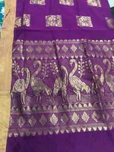 Purple Chanderi Silk Saree With Copper Border