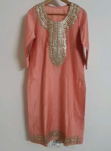 Elegant Peach Kurta with Chunni and Plazzo