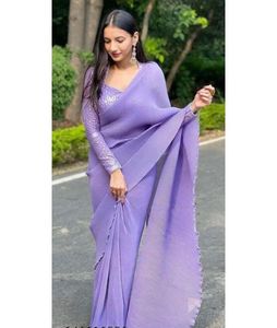 Elegant Lavender Saree🌷💗 free with the petticoat