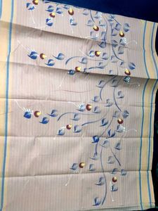 Floral Hand Painted Cotton Saree