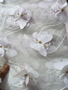 2 Meter White Butterfly Applique Net Fabric