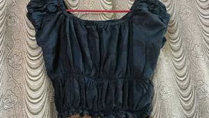 Cute Dark Blue Crop Top