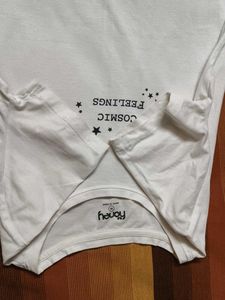 Honey Women Off White Regular Fit Cotton Tshirt