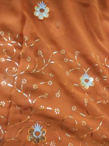 Orange Floral Saree