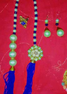 Elegant Blue Rajputi Set With Free Ring Available