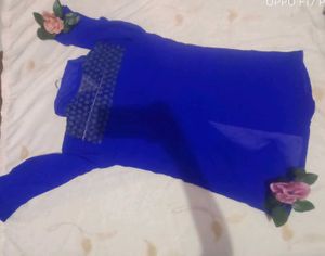 Elegant Long Navy Blue Net Shirt