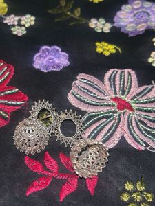 Oxidized Silver Jhumka Earrings