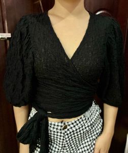 Crinkle Cotton H&M Wrap Top