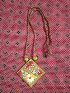 Embroidered Floral Pendant Necklace
