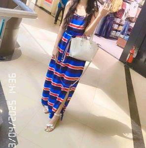 Striped Maxi Dress with Belt