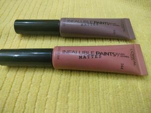 loreal Paris infallible paints, 344 peach put and 348 velvet pout,matte lip color