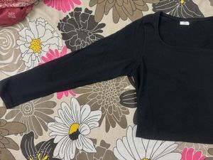 Black Square Neck Top