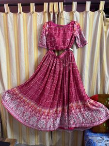 Pink and white lehenga choli with dupatta