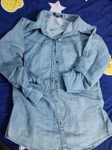 Demin Colour And Cotton Shirt , No Flaw