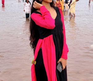Elegant Pink &amp; Black Kurta