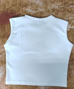 Sleeveless White Crop Top Size S