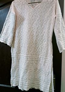 White chikan Embroidered Kurta