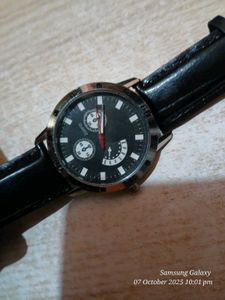 Black Leather Band Watch