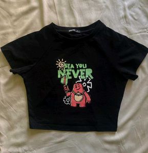 Black Body Fitted Baby Tee