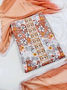 Floral Dress Material with Dupatta