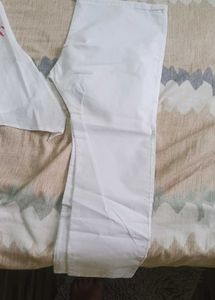 White &amp; Pink Kurta Set