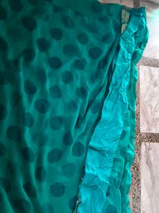 Green Polka Dot Saree