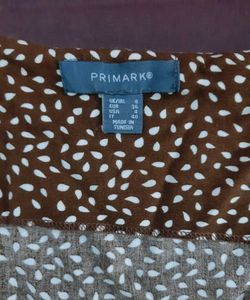 Brown &amp; White Print Peplum Top