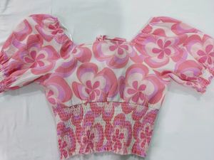 Zudio Pink Puffed Sleeve Top