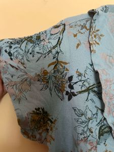 WRAP BLUE PRINTED DRESS