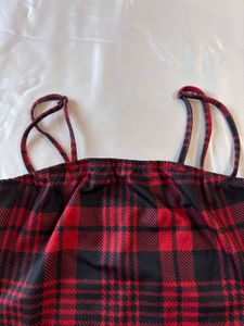 Shein Black &amp; Red Checked Sleeveless Dress