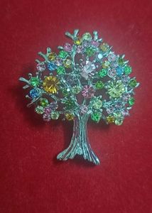 Rhinestone Tree Brooch And Pendent