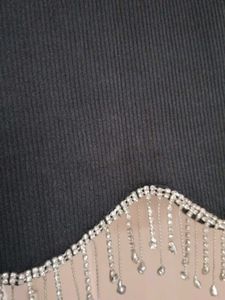 Black Beaded Crop Top