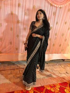 Elegant Black Saree with blouse