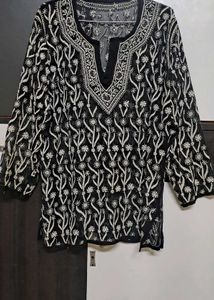 Black Chickenkari style transparent kurti