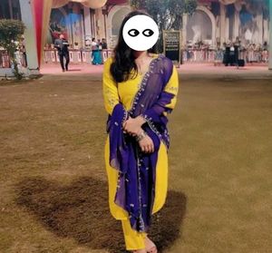 Yellow &amp; Blue Embroidered Kurta Set