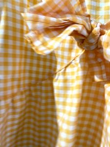 Bright Yellow Gingham Top For Women