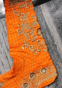 Cotton Salwar Suit With Jari Ki Kadai  Colour Oran