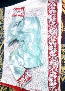 Soft Net Saree With Red Velvet Pallu..