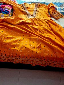 Partywear Anouk Kurta Set In Haldi Peela Color