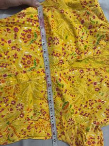 Yellow Printed Anarkali Suit